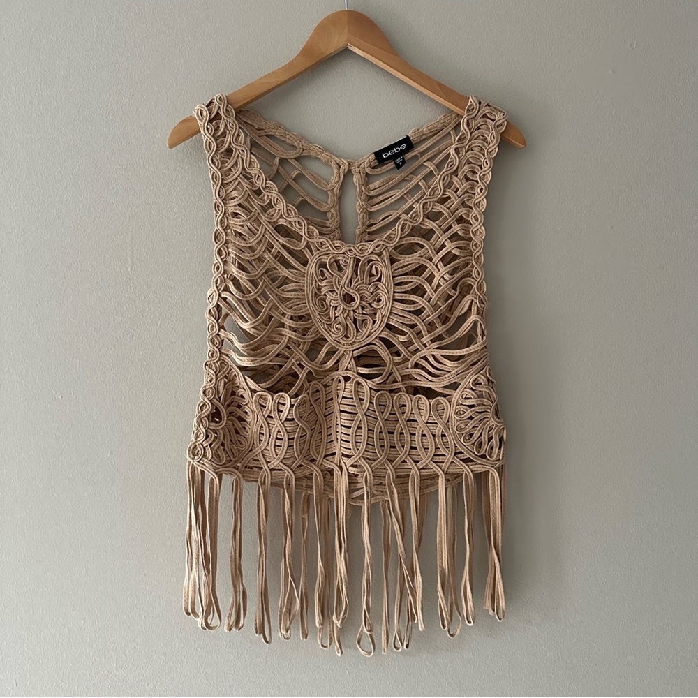 Bebe Fringe Crochet Top